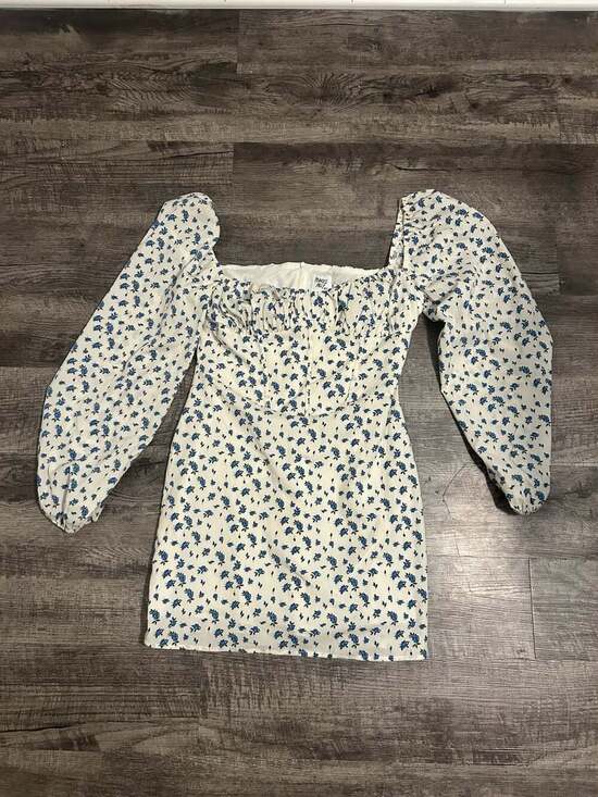 Princess Polly Dresses & Skirts - Princess Polly Blue Floral Long Sleeve Corset Mini Dress Size US 8